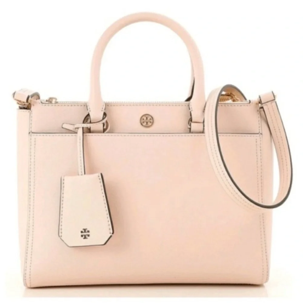 NWOT Tory Burch Saffiano Leather Pink Robinson double zip tote bag